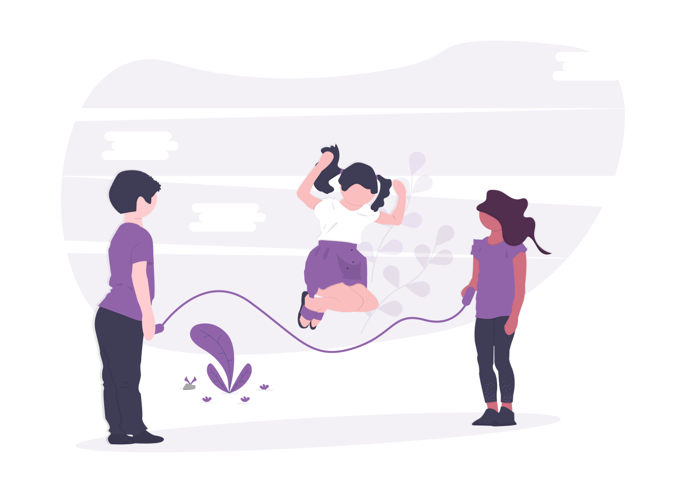 Illustration of children playing jump rope