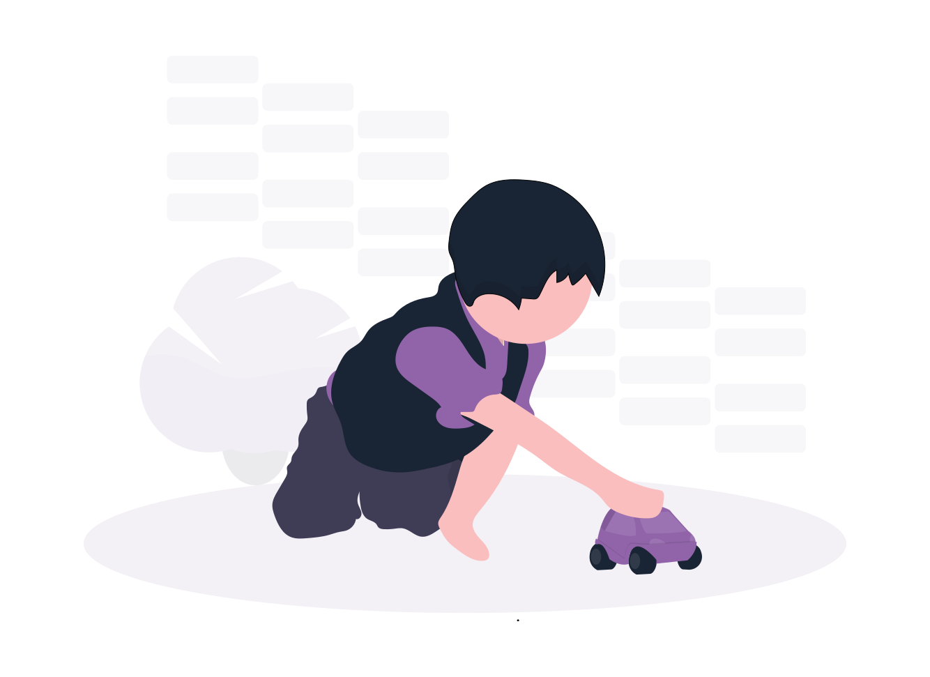 Illustration of a child playing with a toy car